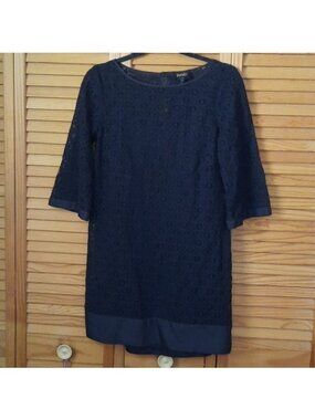 Laundry by Shelli Segal Black Lace Retro Overlay Slip Cocktail  Dress Size 2